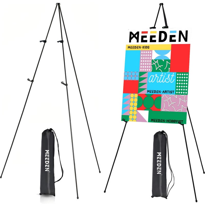 MEEDEN 2 Pcs Easel Stand for Painting and Display: 63" Art Metal Easel Sign Stand with Bag - Portable Foldable Instant Tripod Display Easel Stand for Wedding, Painting Canvas, Presentations, Posters - Image 1